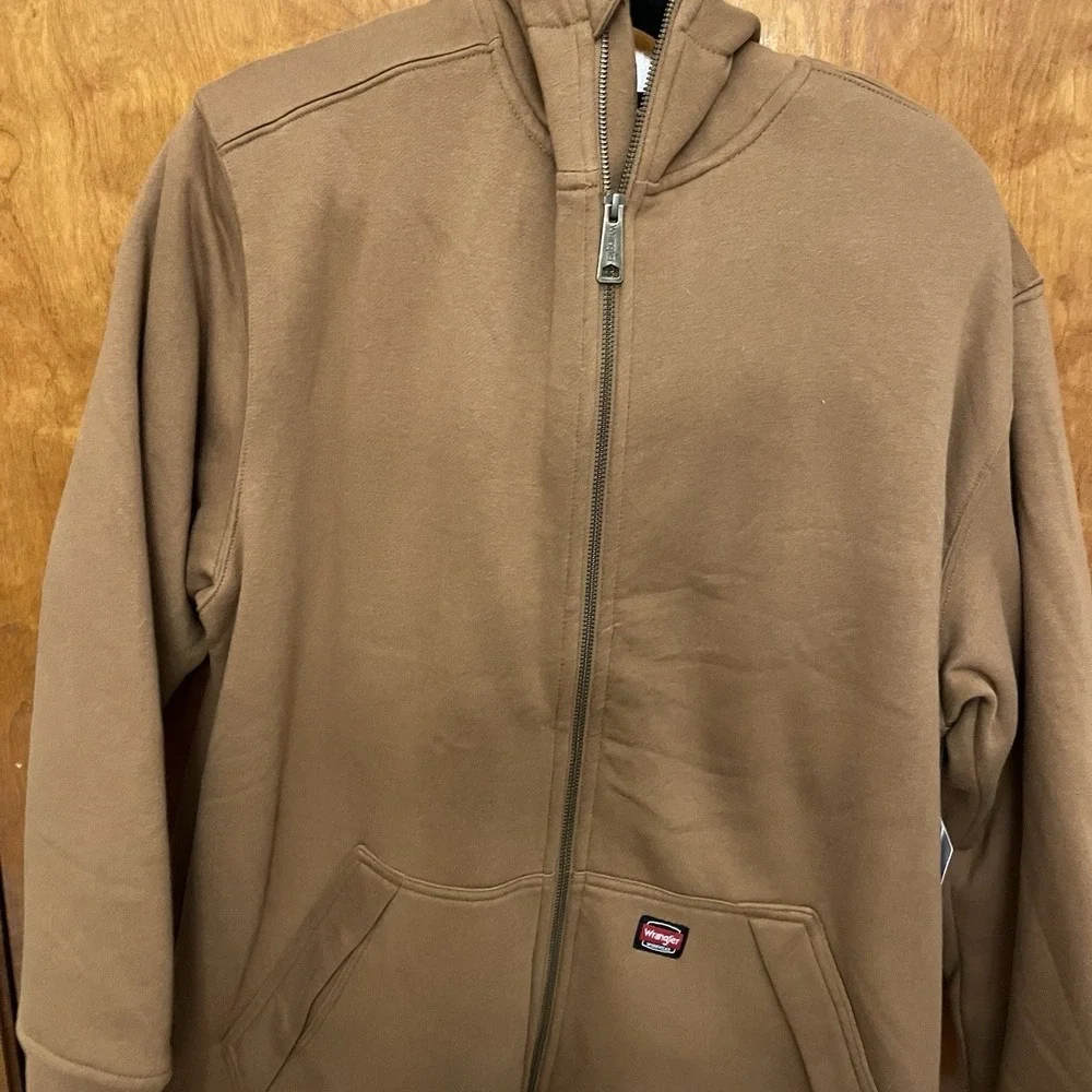Wrangler Workwear Water Repellant Hoodie Camel Brown Sherpa Lining  Sz XL NWT